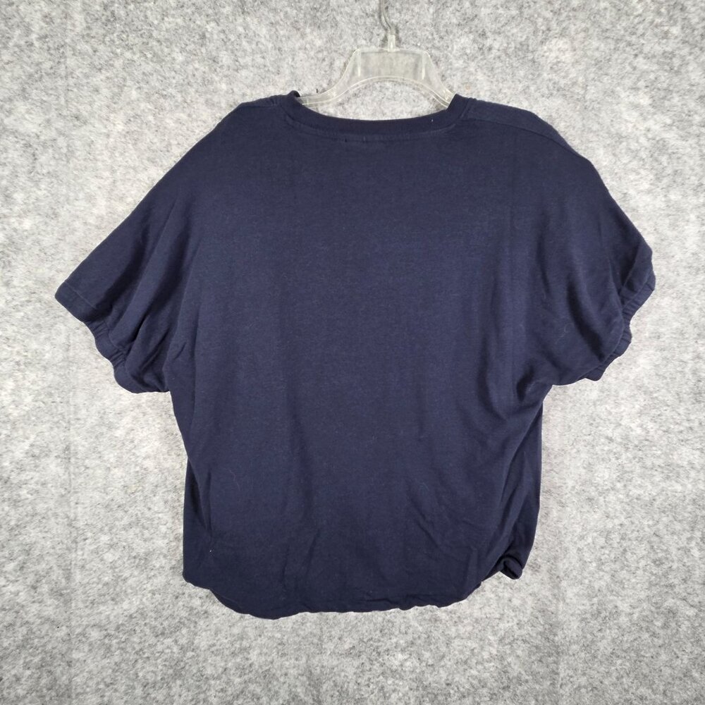 Chico's Women's Knit Top Short Sleeve V Neck Pullover Navy Size L Casual - Picture 5 of 7